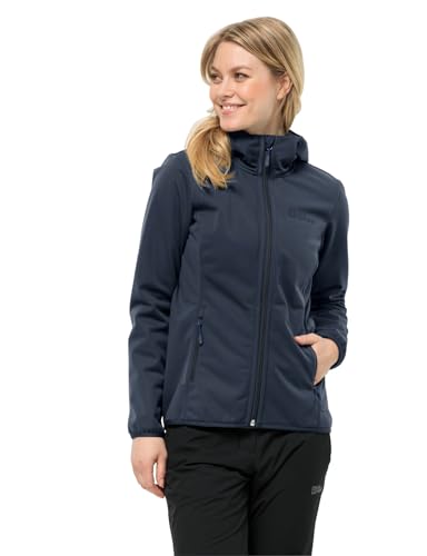 Jack Wolfskin Windhain Hoody W, Damen Softshelljacke, winddicht und atmungsaktiv, blau, Größe L