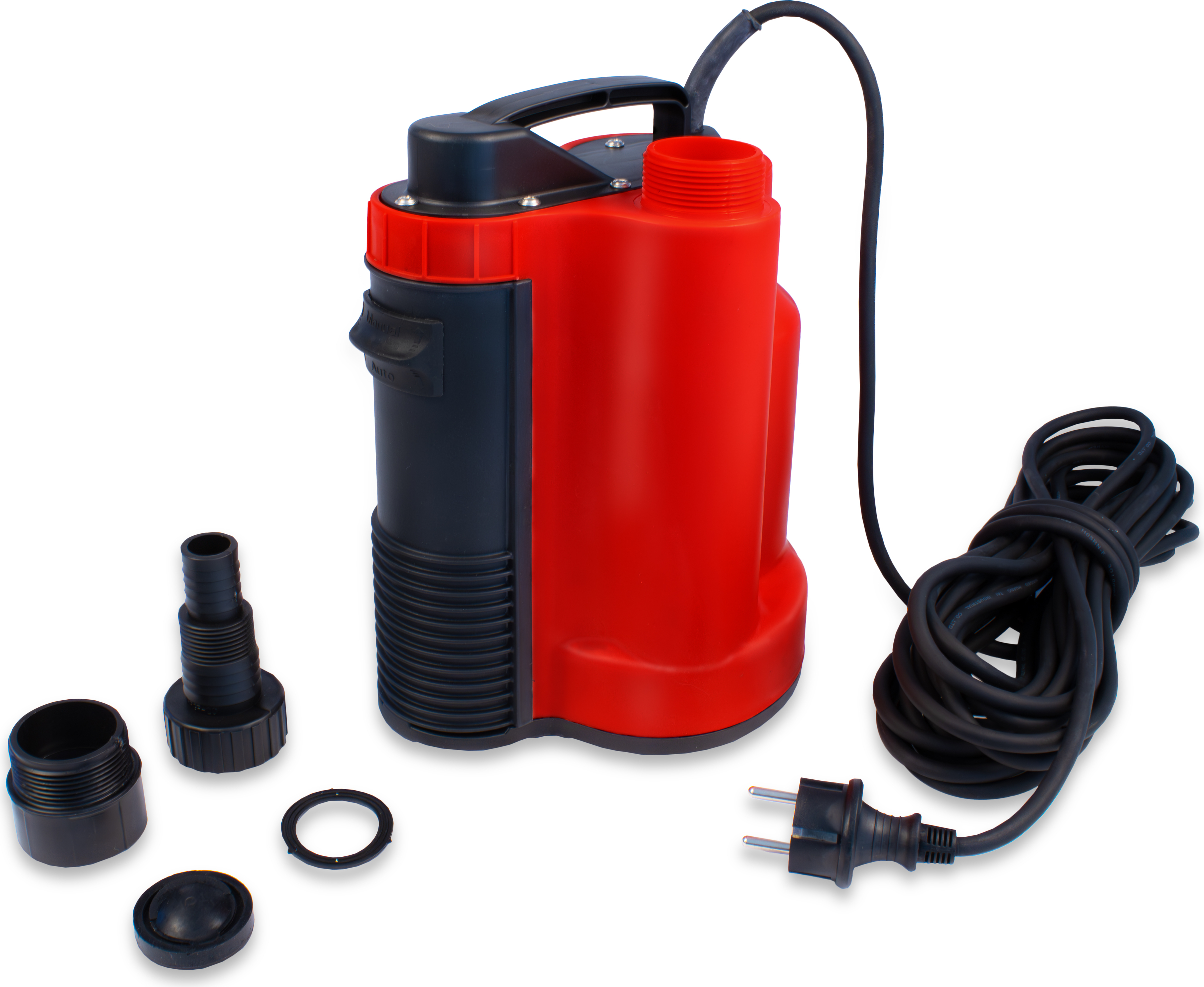 Grafner Flachsauger Tauchpumpe mit integriertem Schwimmschalter, 400 Watt bis 6500 l/h Förderleistung, flachabsaugend 1mm, Schmutzwasserpumpe Schwarz