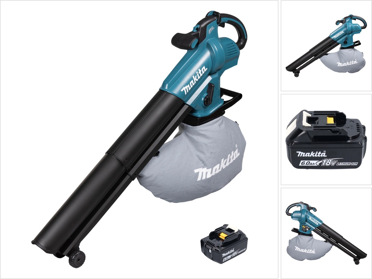 Makita DUB 187 G Akku Laubbläser und Laubsauger 18 V Brushless + 1x Akku 6,0 Ah - ohne Ladegerät, mit Xtreme Protection Technology (XPT)