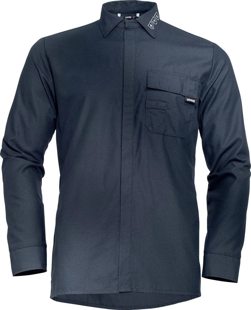 Uvex 8931248 Langarmhemd, Blau, Arbeitshemd mit Störlichtbogen- und Flammschutz, Größe 47