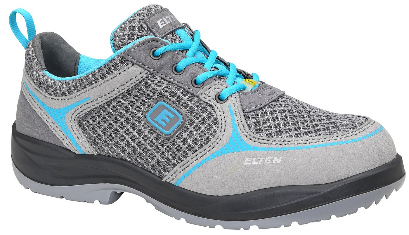 ELTEN MILA aqua Low ESD S1, Damen Sicherheitsschuh aus Mikrofaser/Meshmaterial mit atmungsaktivem Futter und PU/PU Sohle, grau