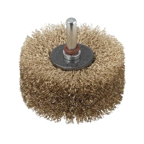 wolfcraft Holz-Struktur-Bürste 2265000, Spezialwerkzeug zum Strukturieren von Holzflächen, Ø 80 x 35 mm, Rundschaft 8 mm, 4500 RPM