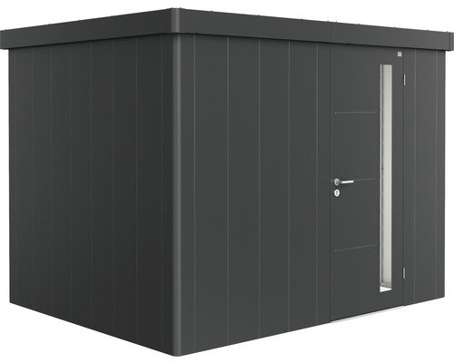 Biohort Gartenhaus Neo 2C Standardtür 291,5 x 235,5 cm dunkelgrau-metallic - Sturmsicher bis Windstärke 12, 3-fach Verriegelung