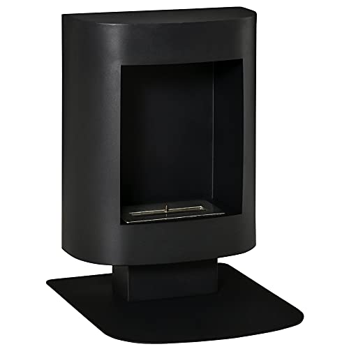 HOMCOM Ethanol-Kamin Bio-Ethanol-Brenner 6800 BTU 1,5L 3 Std. Brenndauer kein Rauch frei stehend einzigartig Stahl Schwarz 46,5 x 53 x 65 cm