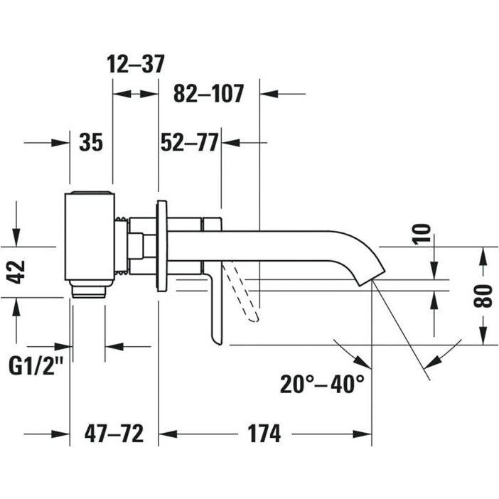 Duravit C.1 Einhebel-Waschtischmischer Unterputz, chrom, Ausladung 174mm, Keramikmischsystem, flexibel positionierbarer Auslauf