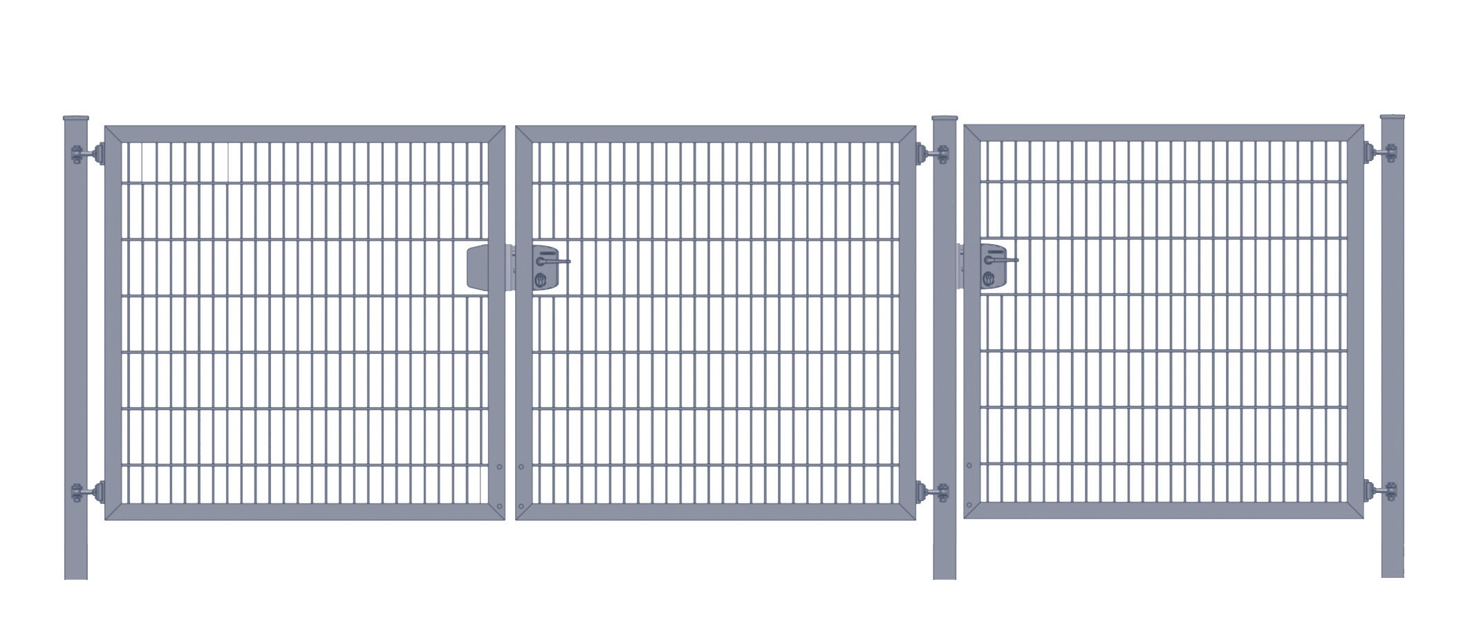 Premium Plus Einfahrtstor 6/5/6 (3-flügelig); Anthrazit Doppelstabmatte; Breite 450 cm (1,5m/ 1,5m/ 1,5m) x Höhe 100 cm