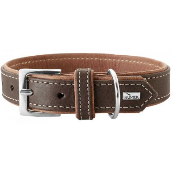 Hunter Hunde-Halsband Porto dunkelbraun-cognac XS