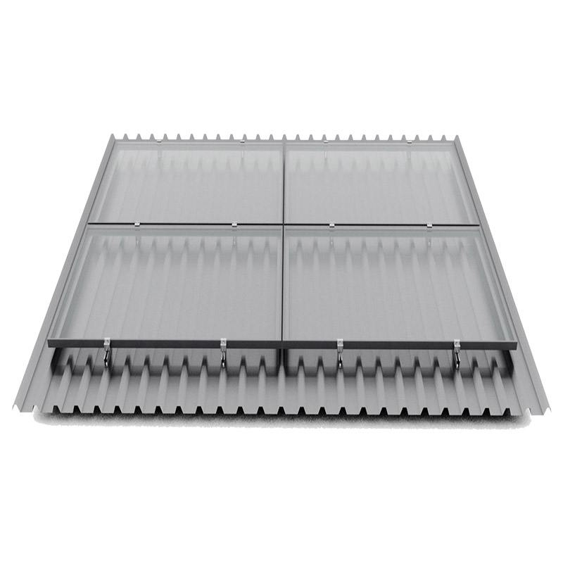 Mounting System Alpha 4 reihiges Befestigungssystem für Solarmodule, Montage zur Quer Verlegung für 8 Module für Trapezblechdach