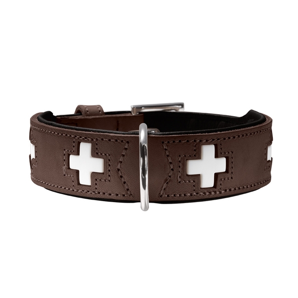 Hunter Hunde-Halsband Swiss braun-schwarz M-L