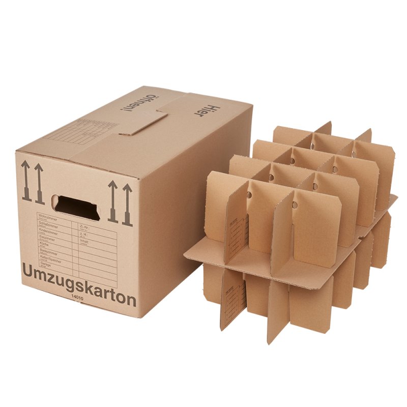 BB-Verpackungen 20 x Gläserkarton inkl. Einsatz 590 x 318 x 328 mm (stabil 2-wellig, 40 kg Traglast, Gläserkiste aus recycelter Pappe)