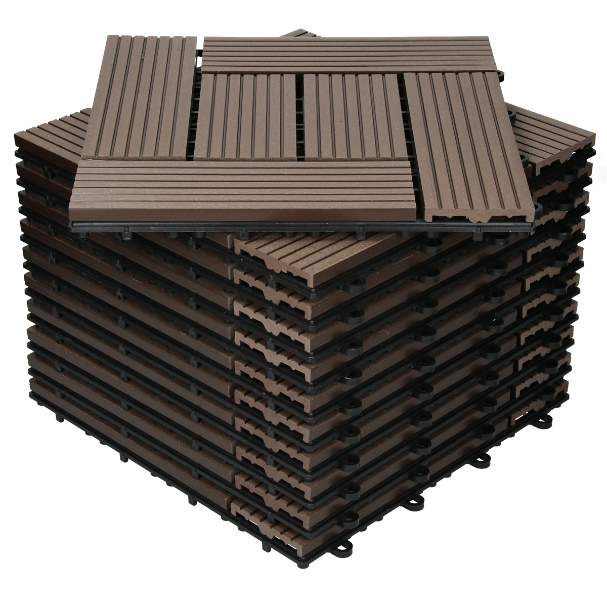 ECD Germany WPC Terrassenfliesen 30x30cm 22er Spar Set für 2m²