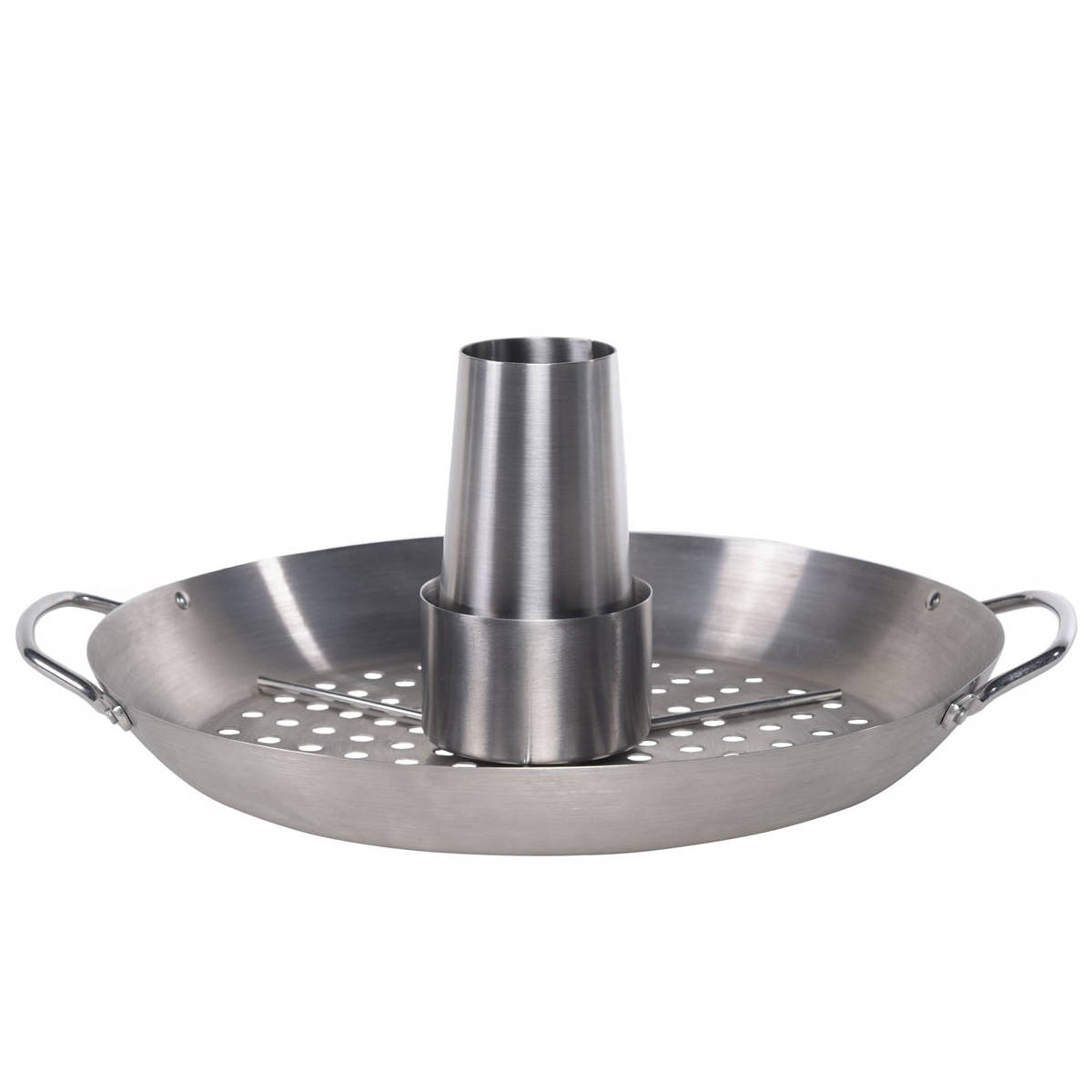 SANTOS Geflügelhalter Hähnchenbräter Gemüsekorb Edelstahl 3-teilig, Ø 30 cm