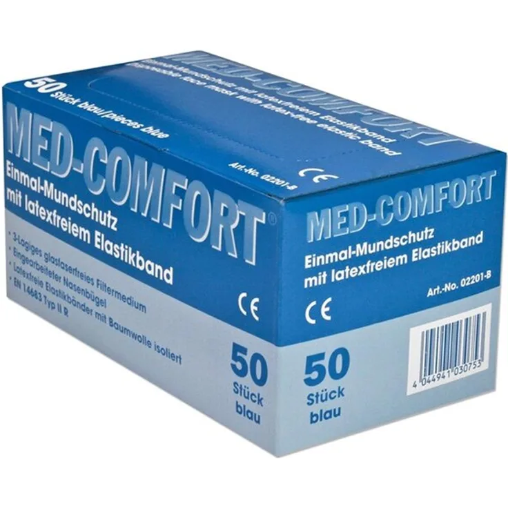 AMPri Med Comfort Mundschutz 3 lagig 50 Stück blau 0,17 pro 1 Stück 