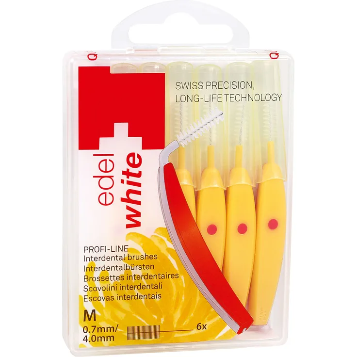 Edel&White Interdental Brush M 0.7 mm 6 Stück zur gründlichen Zahnzwischenraumreinigung Interdentalbürsten Biegbar