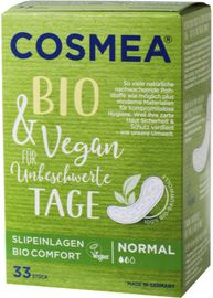 COSMEA Bio & Vegan Slipeinlagen Normal aus Baumwolle, ohne Plastikfolie