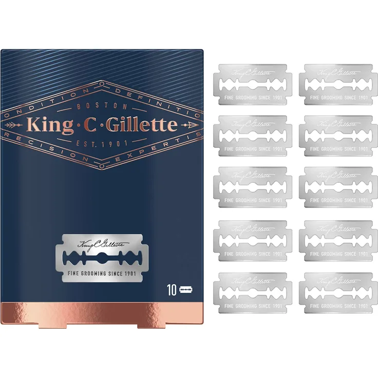 King C. Gillette Double Edge Safety Razor Blades, Doppelklingen für Rasierhobel, 10 Rasierklingen