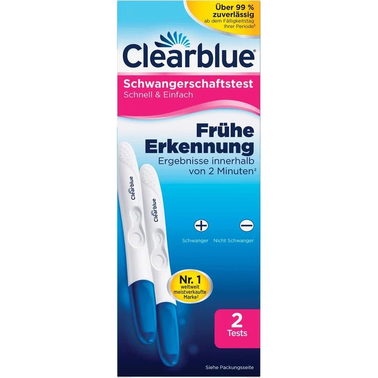 Clearblue Schwangerschaftstest Frühe Erkennung +/-, 2er Pack (1 x 2 Stück) - Preisvergleich – Bild 1
