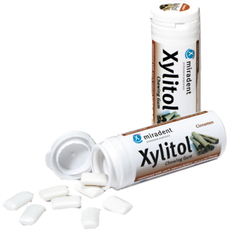 Miradent Xylitol Zahnpflege-Kaugummi Zimt 30 Stück, Verminderung von Plaque-Ablagerungen am Zahn