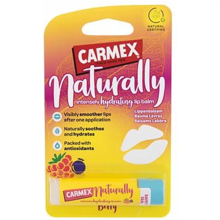 Carmex Naturally Lippenbalsam für intensive Feuchtigkeitsversorgung 4,25 g Farbton Berry für Frauen für schön gepflegte Lippen