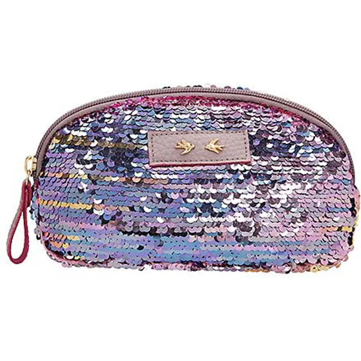 Depesche 10358 - Kosmetiktasche mit Pailletten Trend Love, mauve