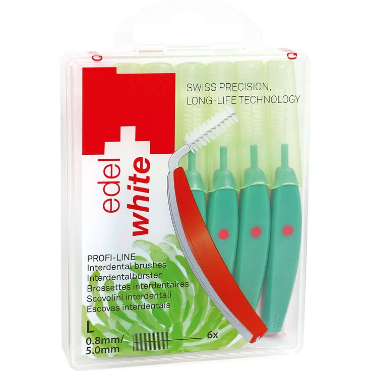 Edel&White Interdental Brush L 0.8 mm 6 Stück zur gründlichen Zahnzwischenraumreinigung Interdentalbürsten Biegbar – Bild 1