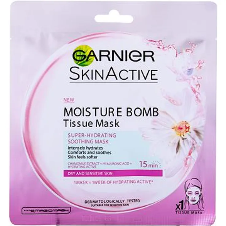 Garnier Skinactive Moisture Bomb feuchtigkeitsspendende Tuchmaske Für Trockene Und Empfindliche Haut 1 St.