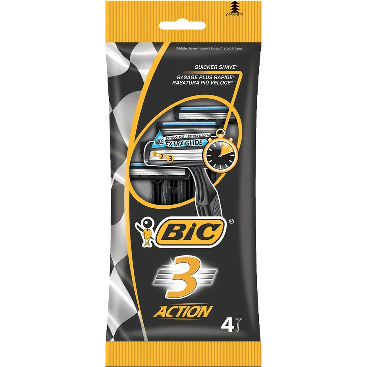 BIC Herren-Rasierer 3 Action, 4 Stück