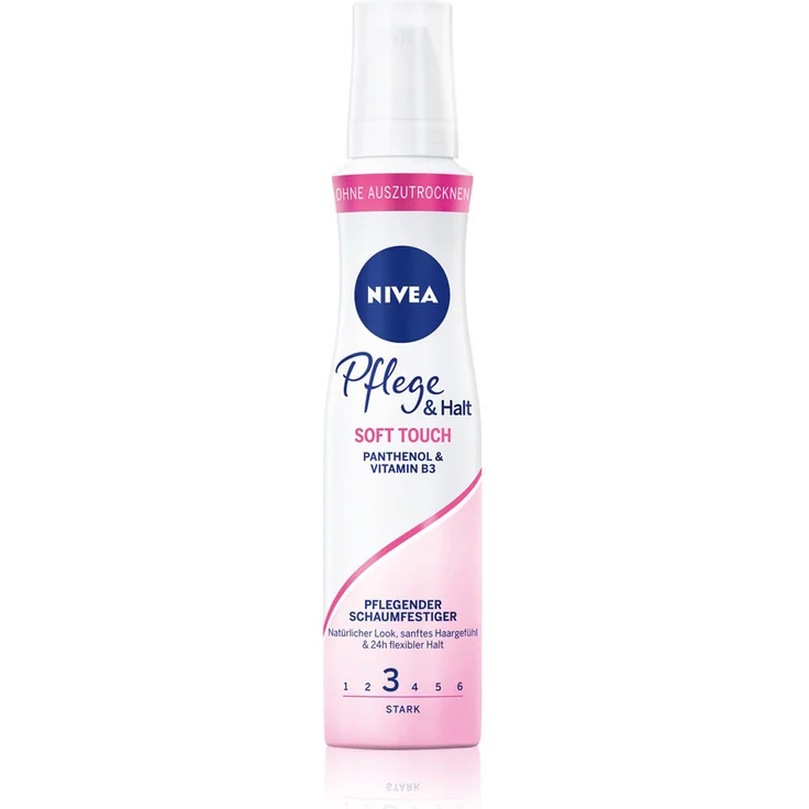 Nivea Schaumfestiger Pflege und Halt Soft Touch ohne verkleben 150ml – Bild 1