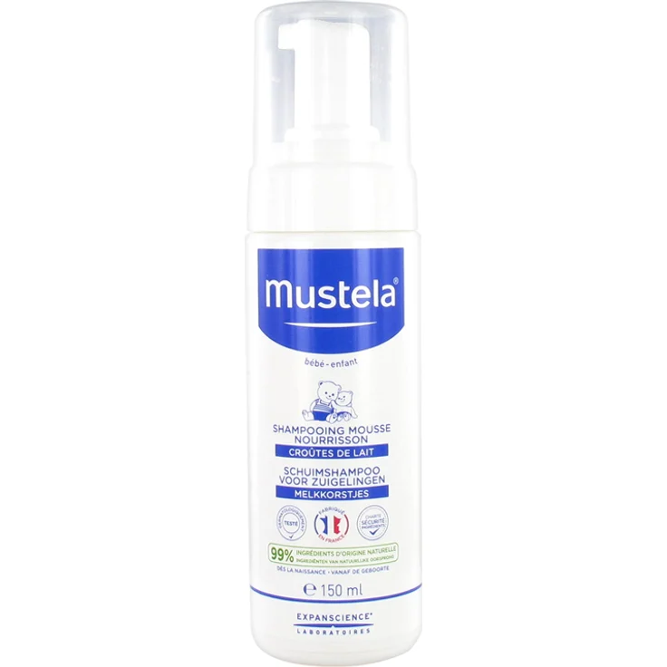 Mustela Bebe Shampooing Mousse Nourrisson Shampoo Milchschorf 150 ml – Bild 1