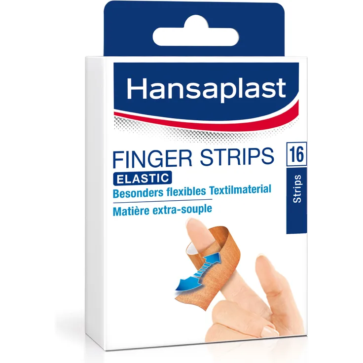 Hansaplast Elastic Fingerstrips Pflaster, Wundpflaster speziell für Wunden an den Fingern geeignet, flexible und atmungsaktive Heftpflaster, 1 x 16 Strips