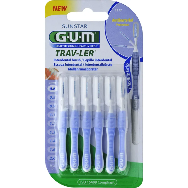 GUM Trav-ler Interdentalbürsten hellblau 0.6 mm 6 Stück Interdentalbürsten
