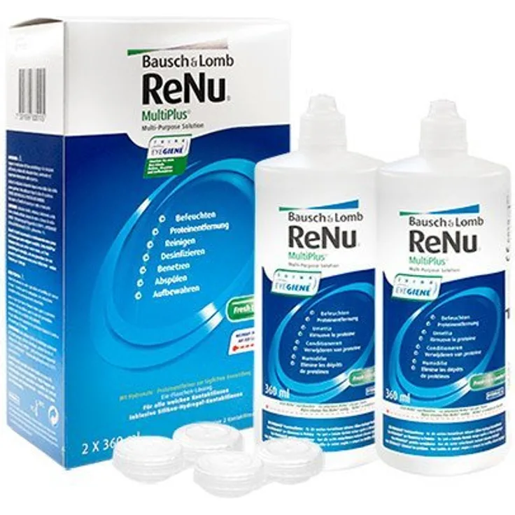 Bausch & Lomb ReNu MultiPlus Twinbox 2 x 360 ml All-in-One-Lösung für weiche Kontaktlinsen, inkl. 2 Aufbewahrungsbehälter