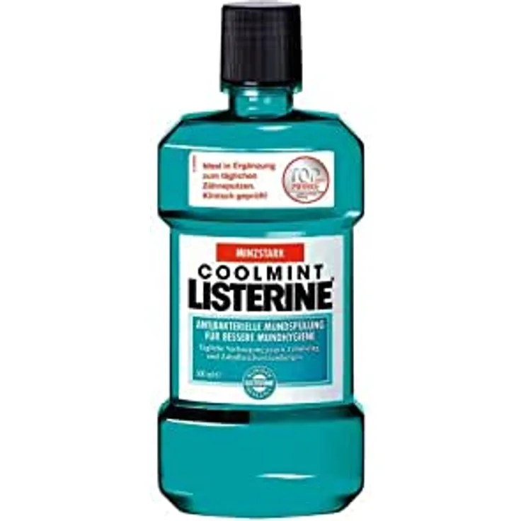 Listerine Cool Mint 500 ml Mundspülung mit Alkohol gegen Plaque, Geschmacksrichtung: Minze