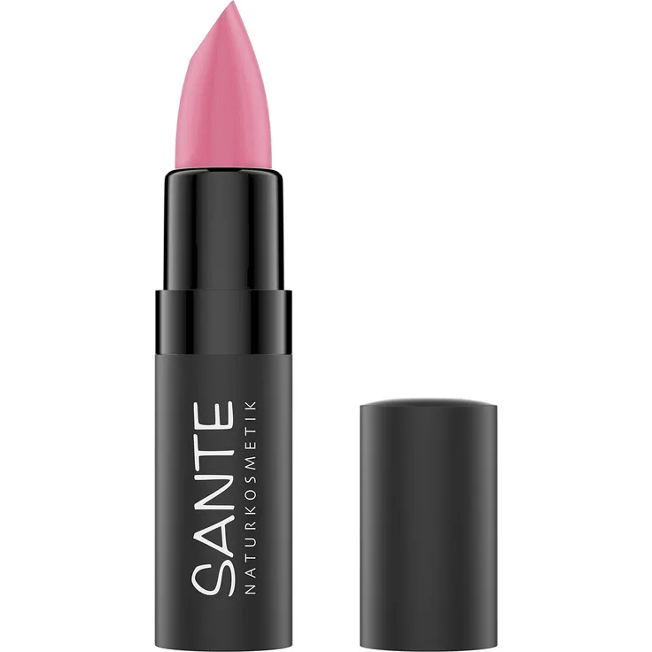 Sante Naturkosmetik Matte Lipstick 02 gentle Rose, Lippenstift, Matt-Effekt, Mit Bio-Kakaobutter, Intensive Farbpigmentierung, 4,5 g