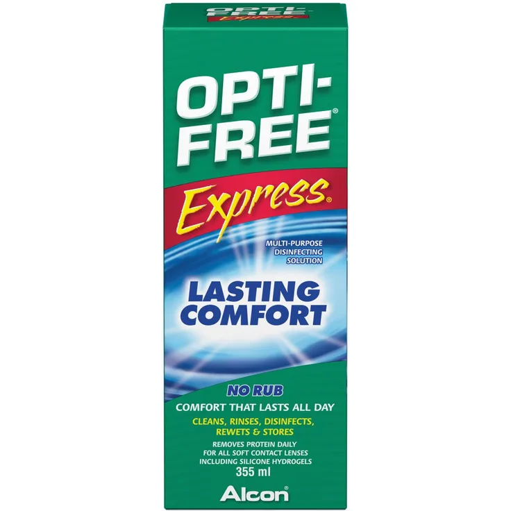Alcon Opti-Free Express 355 ml All-in-One-Lösung für weiche Kontaktlinsen, inkl. Aufbewahrungsbehälter