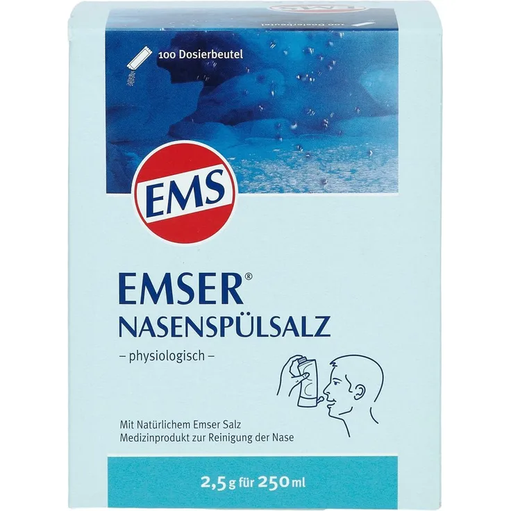Emser Nasenspülsalz Physiologisch zur Vorbeugung von Erkältungskrankheiten und trockener Nase 100 x 2,5 g Beutel