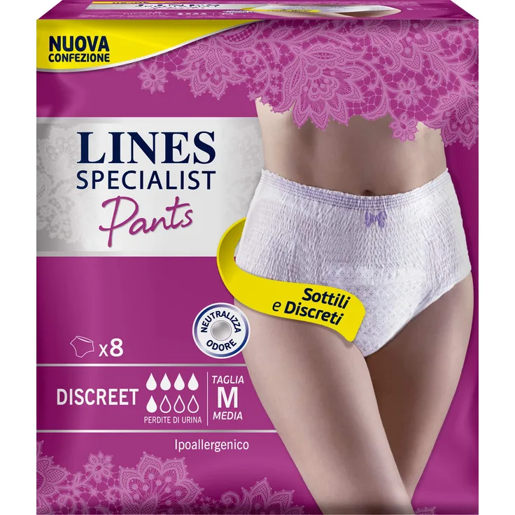 Lines Einlagen für Inkontinenz Lines Specialist Pants Discreet Größe M 2 Packungen mit 8 Stücken