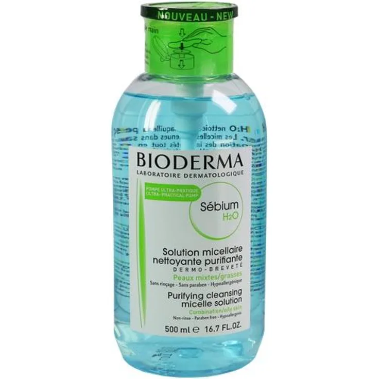 Bioderma Sebium H2O Reinigungslösung Pump 500 ml, für Damen und Herren