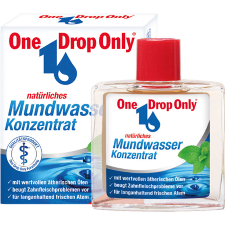 One Drop Only natürliches Mundwasser Konzentrat 50 ml, Pfefferminze, Nelke Thymian, Salbei und Teebaumöl 