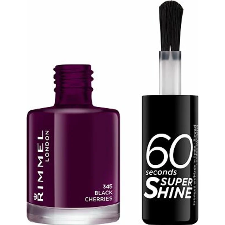 Rimmel London 60 Seconds Super Shine Schnell trocknender Nagellack 8 ml Farbton 345 Black Cherries – Bild 1