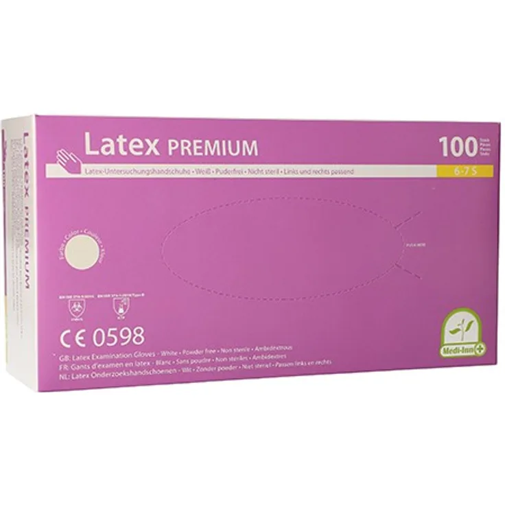 Medi-Inn 100 Handschuhe, Latex puderfrei Premium weiss Größe S
