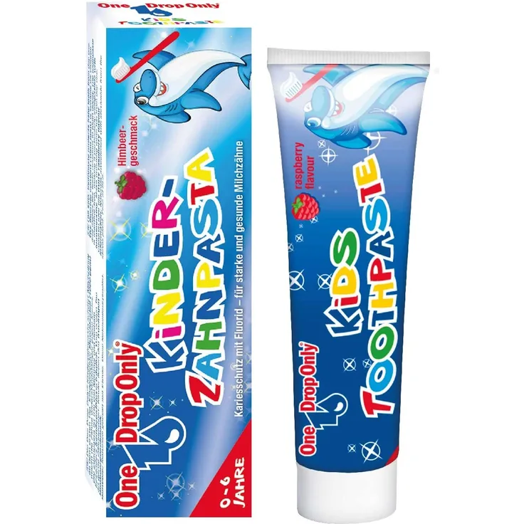 One Drop Only Kinderzahnpasta Himbeere mit Fluorid – Zahncreme für starke Milchzähne, 50 ml Tube