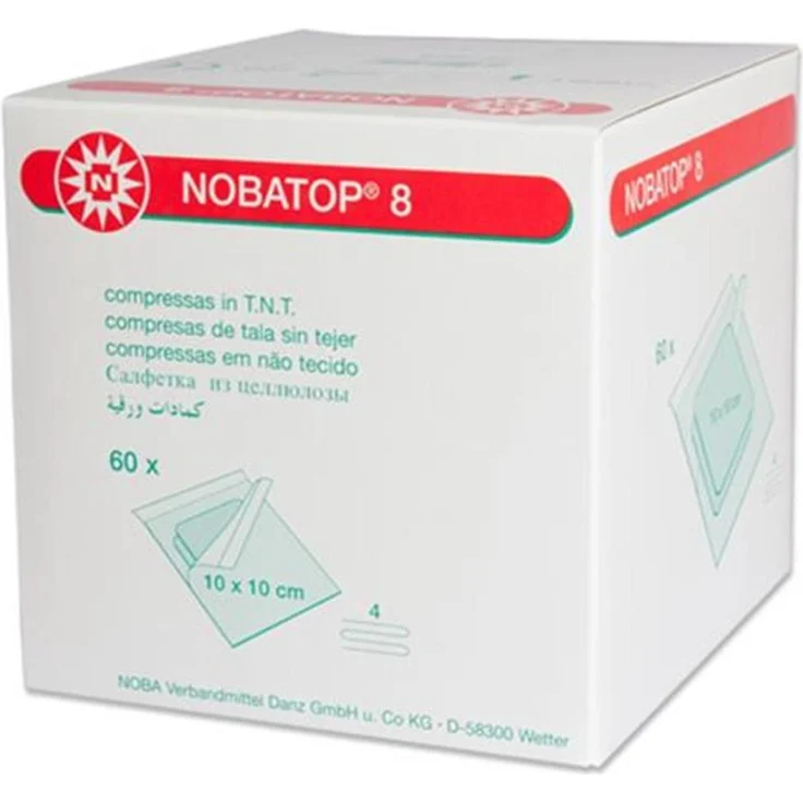 Noba Nobatop 8 sterile Vliesstoffkompressen 4 - fach 50 x 2 Stück 10 x 10 cm – Bild 1