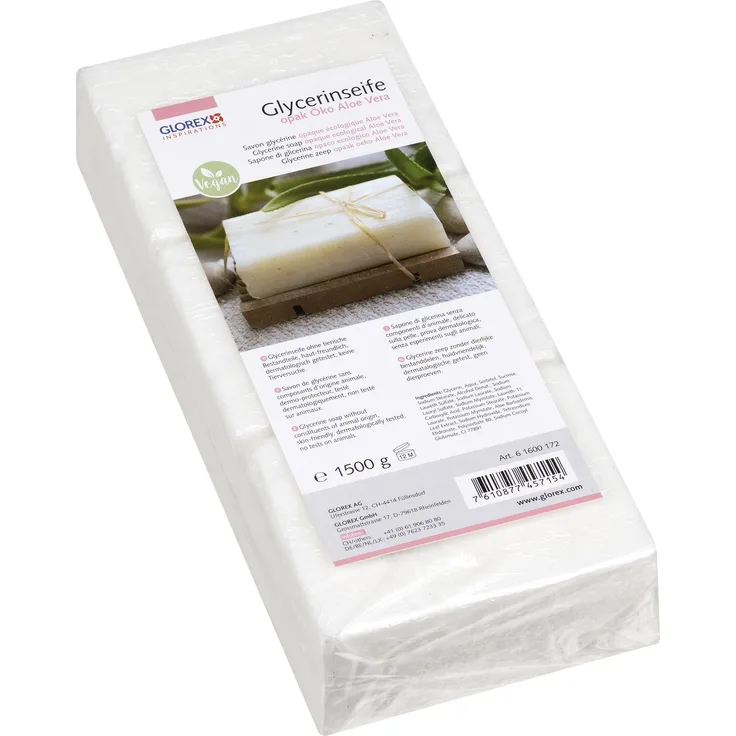 Glorex GmbH Glycerin-Seife Öko 1500 g mit Aloe Vera opak für Alle Hauttypen geeignet