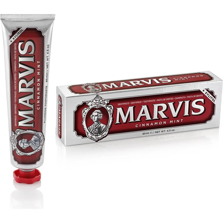 Marvis Cinnamon Mint mit Zimt & Minze gegen Plaque 85 ml, für die tägliche Zahnreinigung