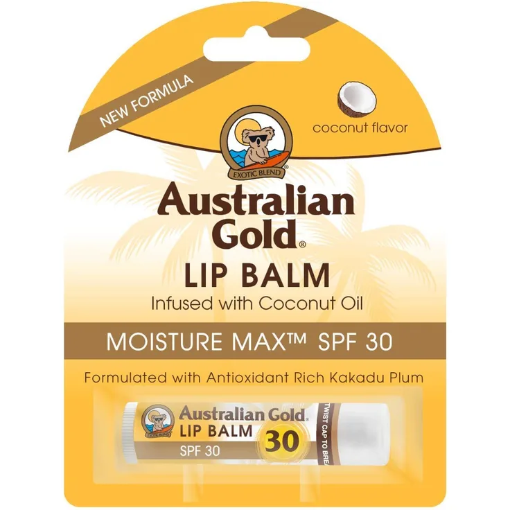 Australian gold Lip Balm Spf 30 Vitamin E, Aloe Vera, Jojoba, für gepflegte Lippen