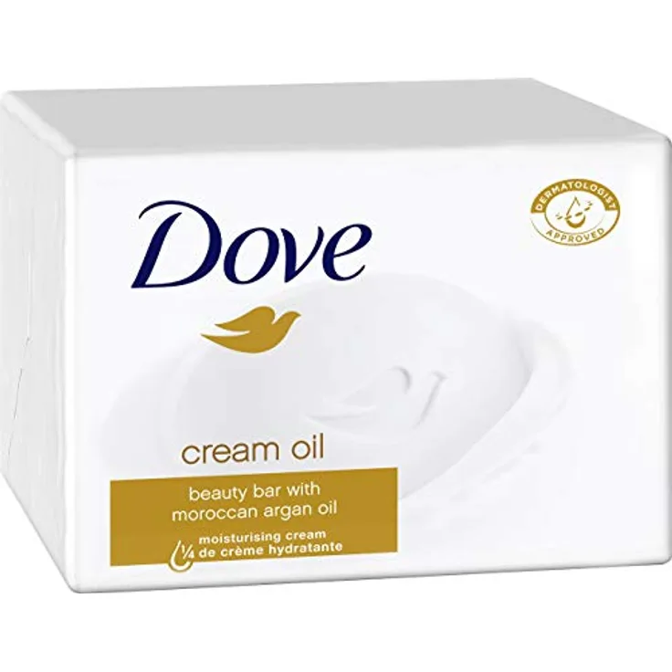Dove Waschstück Beauty Bar Cream Oil mit marokkanischem Arganöl und ? Feuchtigkeitscreme speziell für trockene Haut 100 g für Trockene Haut geeignet