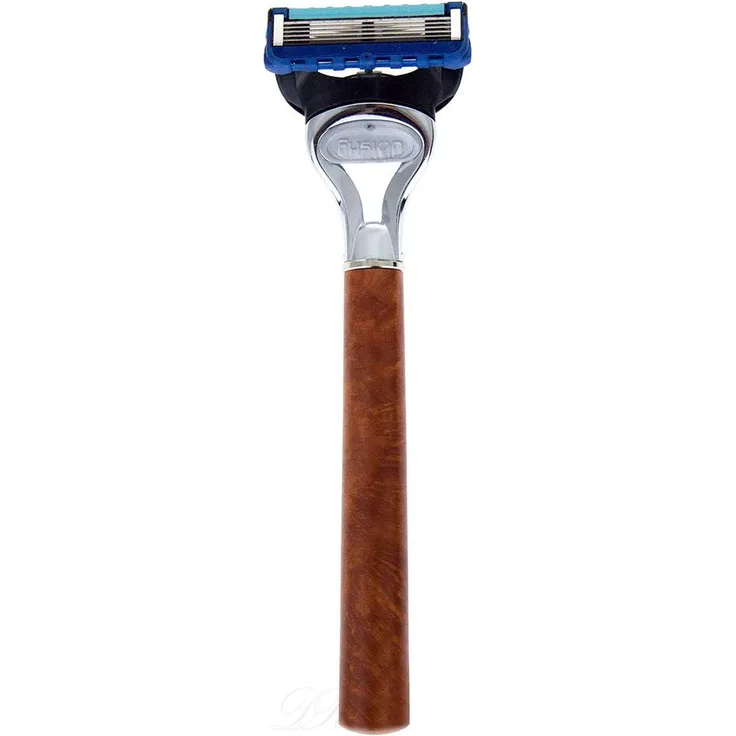 Omega Pennelli Omega F5144 Rasierer mit Holzgriff Gillette Fusion Klinge