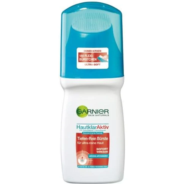 Garnier Hautklar Aktiv Tiefen-Rein Bürste gesichtsreinigungsbürste mit Salicylsäure wirkt gegen Pickel 150 ml, für Damen und Herren – Bild 1