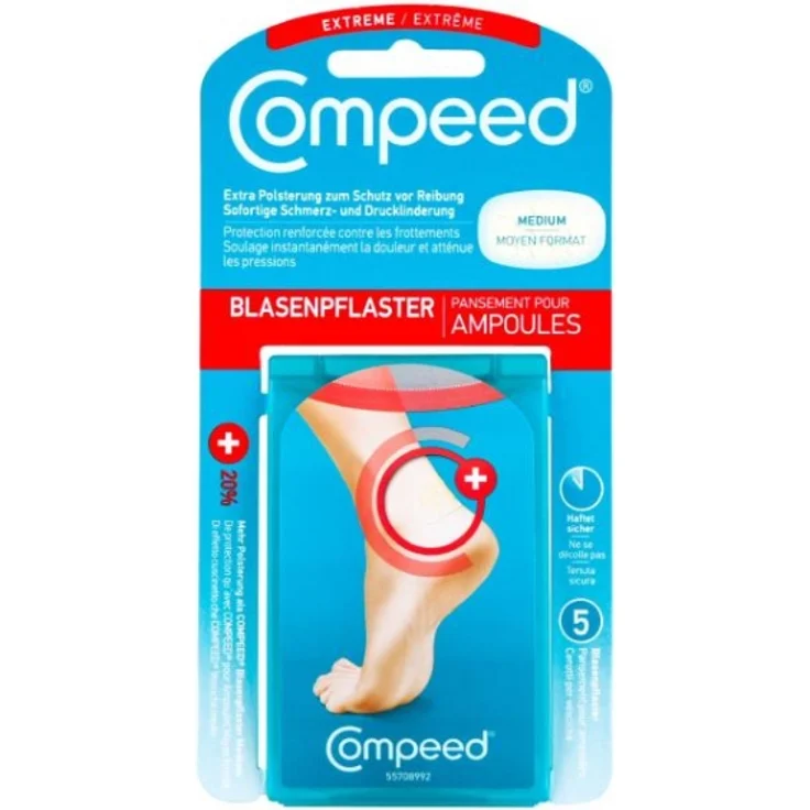 Compeed Blasenpflaster Sport für die Ferse, Hydrokolloid-Pflaster für extra starken Schutz bei Blasen an den Fersen, 5er Pack – Bild 1
